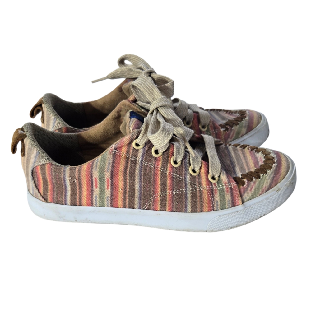 Reba by Justin Colorful Striped Women's Beige Slip-On Shoes - Size 6.5M